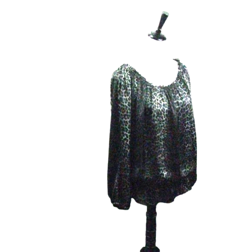 Michael Kors Gray/Black Cheetah Print Blouse Size Large